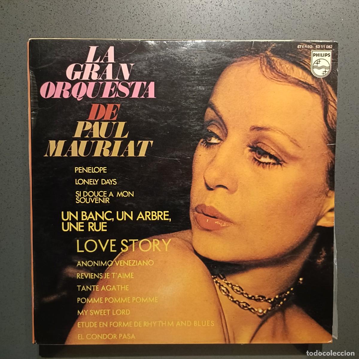 Discos de vinilo: La Gran Orquesta de Pauy Mauriat - Pen&eacute;lope, Love Story, Lonely Days, ... - LP. sello Philips 1971