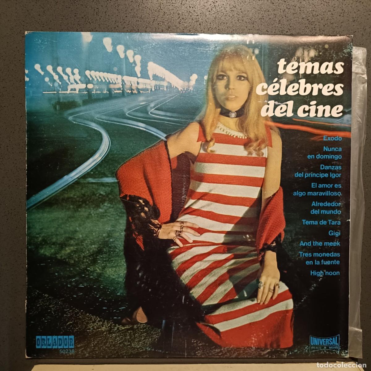 Discos de vinilo: Temas C&eacute;lebres del Cine - &Eacute;xodo, Nunca en Domingo, Gigi, Temas de Tara, ... - LP. sello Orlador 1970