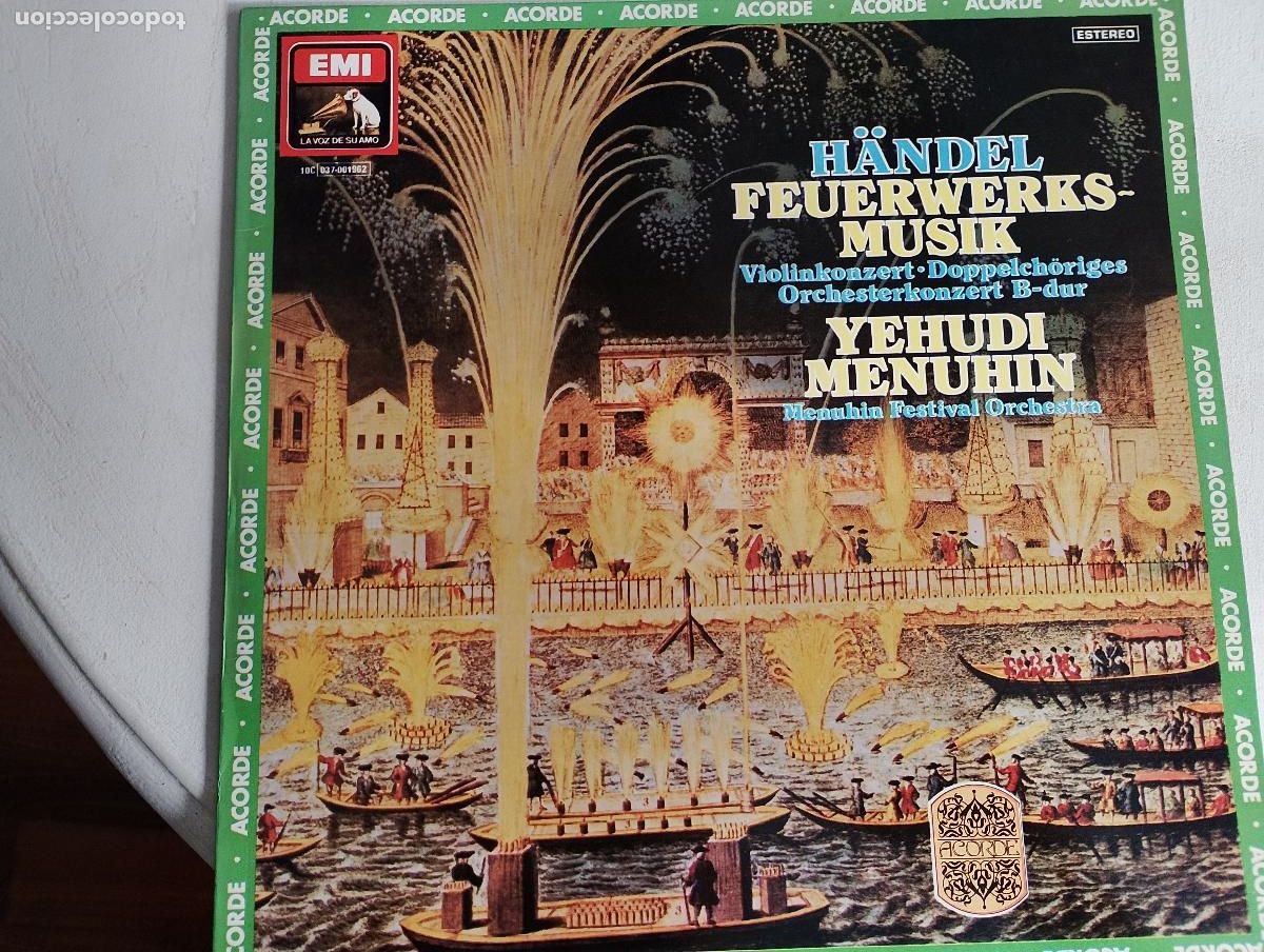 Discos de vinilo: H&auml;ndel*, Yehudi Menuhin, Menuhin Festival Orchestra &ndash; Feuerwerksmusik / Violinkonzert &middot; Doppelch&ouml;rig