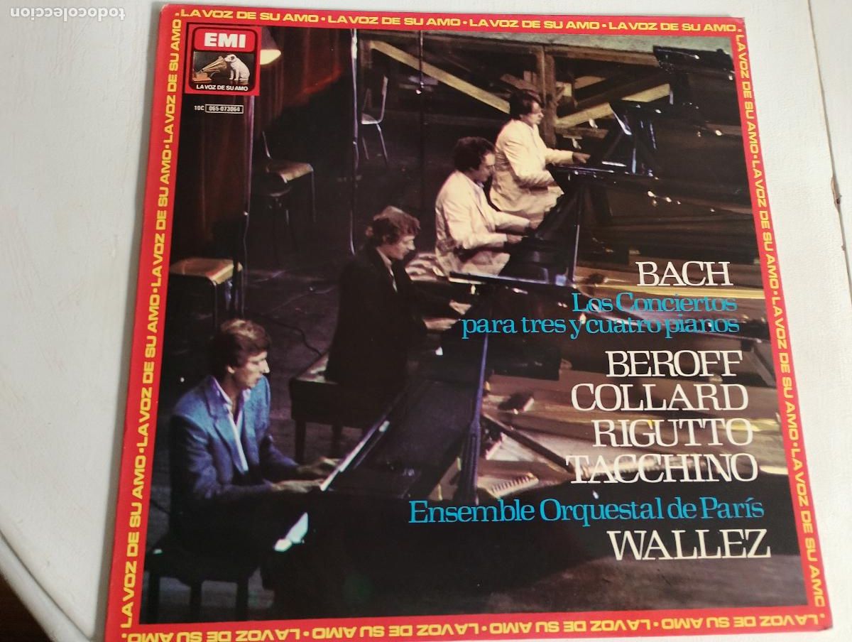 Discos de vinilo: bach, los conciertos para tres y cuatro pianos, beroff,collard,rigutto,tacchino, orquesta de paris,w