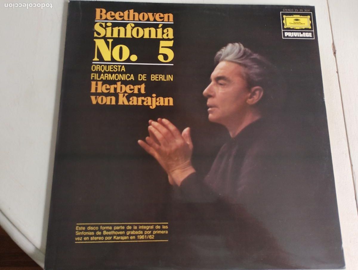 Discos de vinilo: Beethoven* - Orquesta Filarmonica De Berlin* Dir. Herbert von Karajan &ndash; Sinfon&iacute;a No. 5