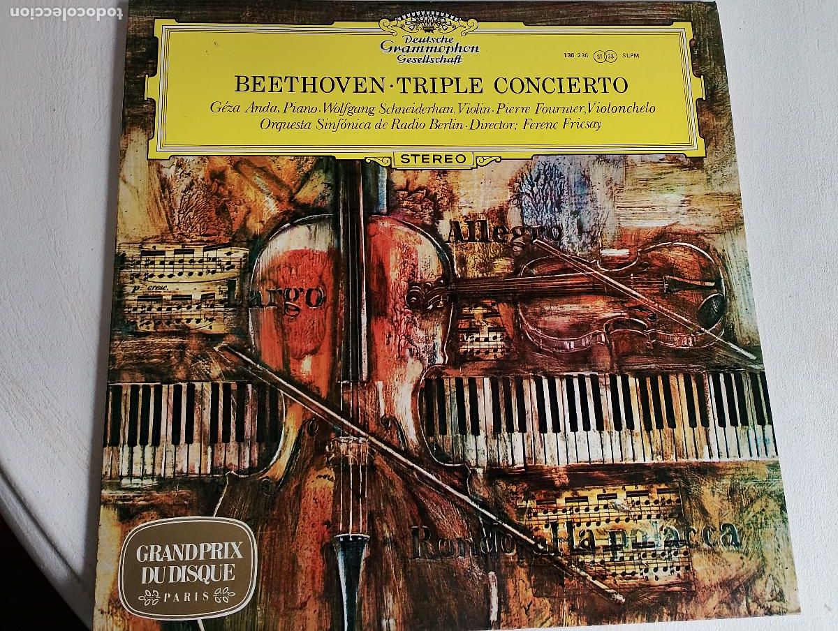 Discos de vinilo: Beethoven,Triple Concierto, G&eacute;za Anda, Wolfgang Schneiderhan, Pierre Fournier, Radio-Symphonie-Orche