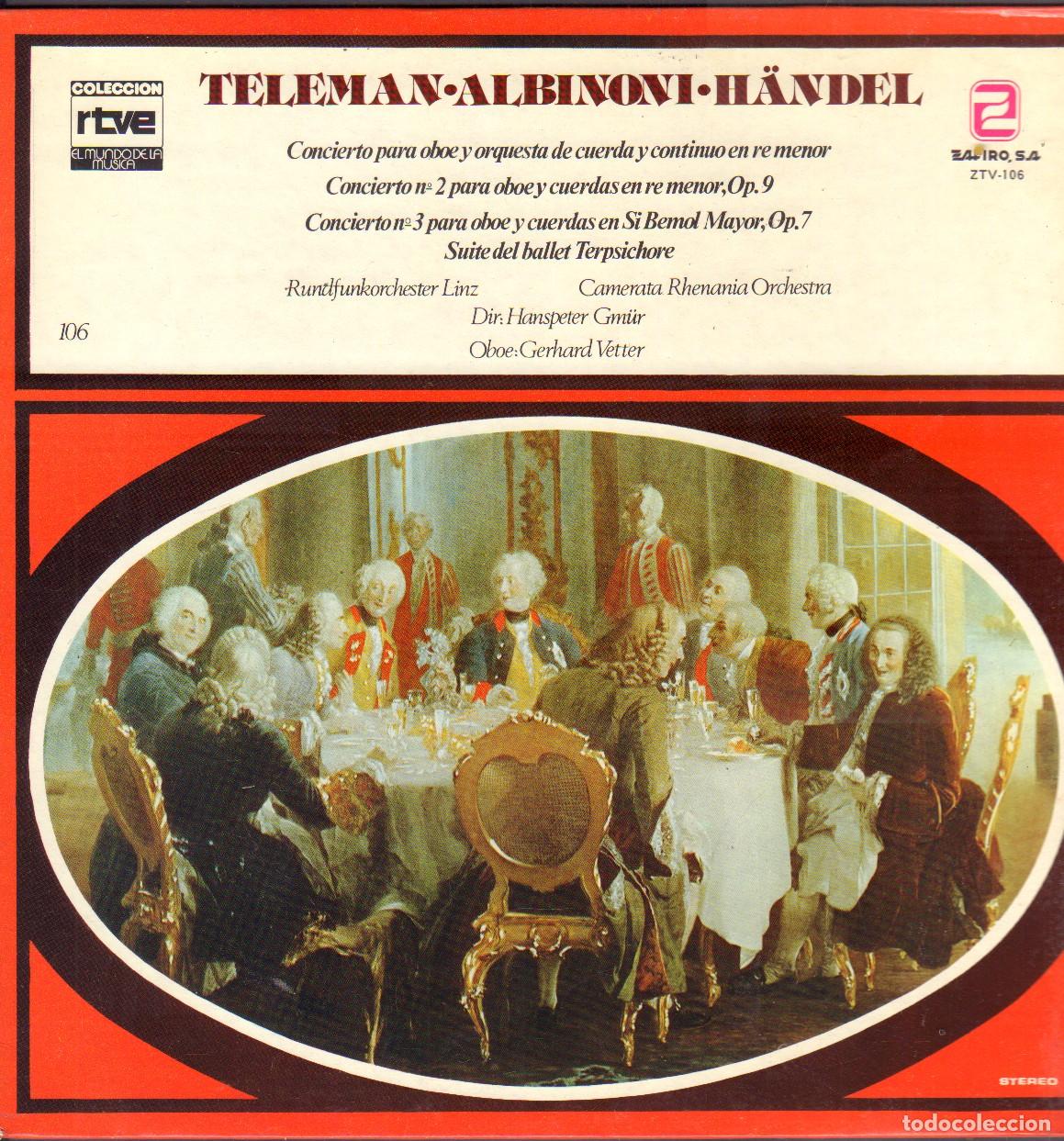 Discos de vinilo: TELEMAN - ALBINONI - H&Auml;NDEL / CAMERATA RHENANIA ORCHESTRA / COL. RTVE. N&ordm; 106 RF-26643