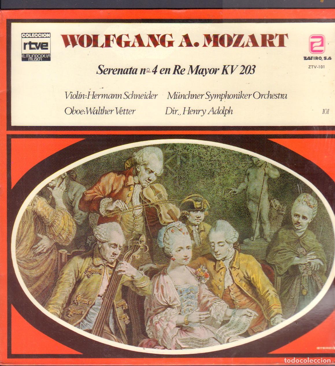 Discos de vinilo: WOLFGANG A. MOZART - SERENATA N&ordm; 4 EN RE MAYOR KV 203 / COL. RTVE. N&ordm; 101 / LP ZAFIRO RF-26644