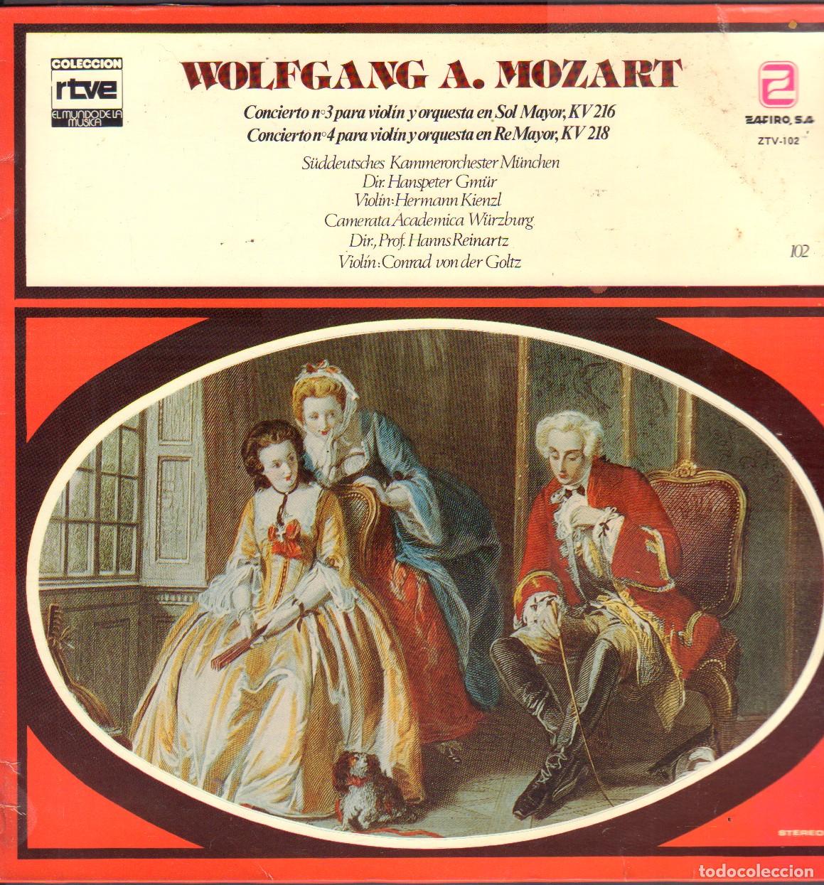 Discos de vinilo: WOLFGANG A. MOZART - CONCIERTOS PARA VIOLIN N&ordm; 3 Y 4 / COL. RTVE. N&ordm; 102 / LP ZAFIRO RF-26645
