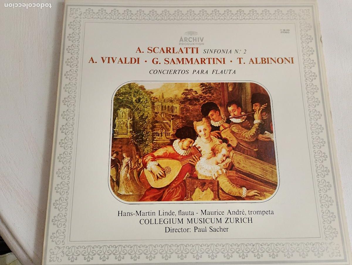 Discos de vinilo: A. Scarlatti*, A. Vivaldi*, G. Sammartini*, T. Albinoni*, Flauta*, Trompeta*, Director*, Paul Sacher