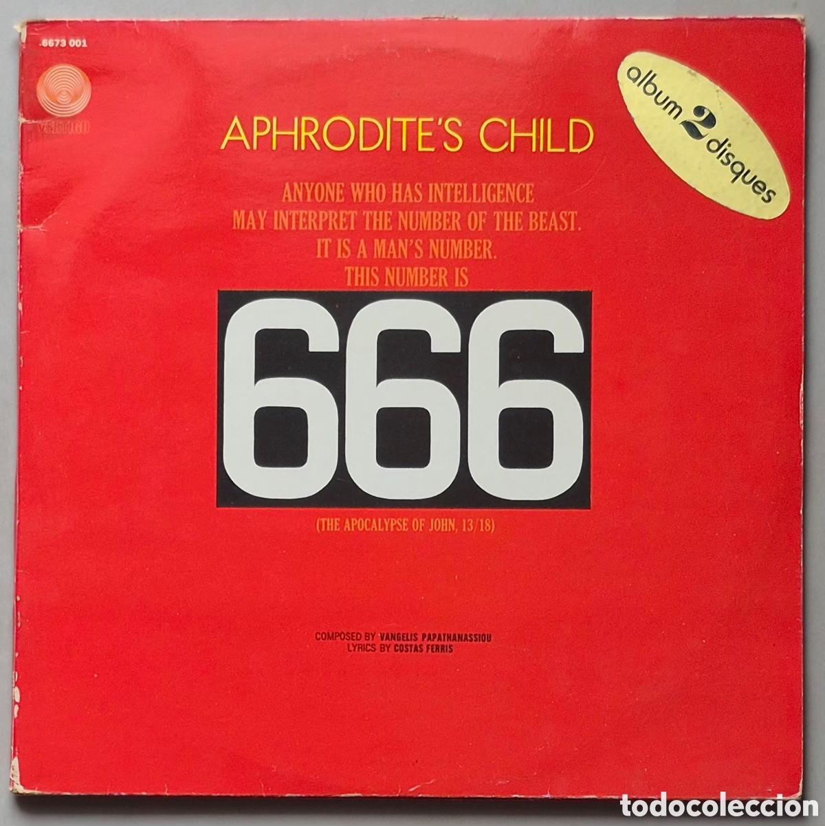 Discos de vinilo: LPX2 DISCOS - APHRODITE'S CHILD - 666 - 1972 FRANCIA