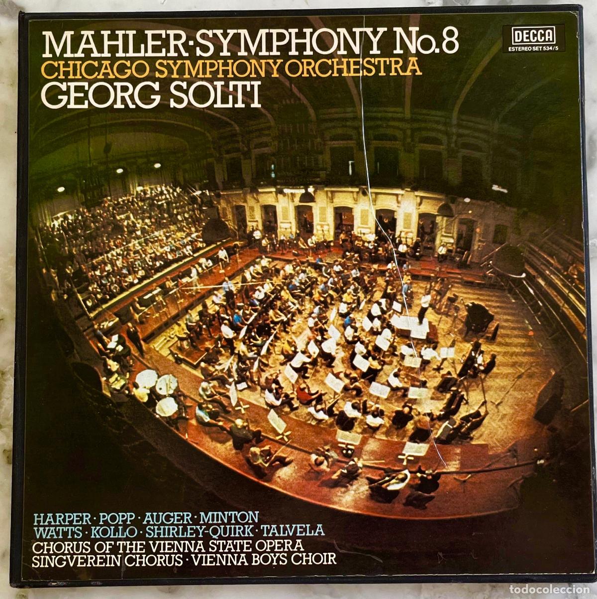 Discos de vinilo: MAHLER. SINFONIA N&ordm;8. GEORG SOLTI. CAJA ORIGINAL ESPA&Ntilde;A 1978 CON LIBRETO. DOBLE LP