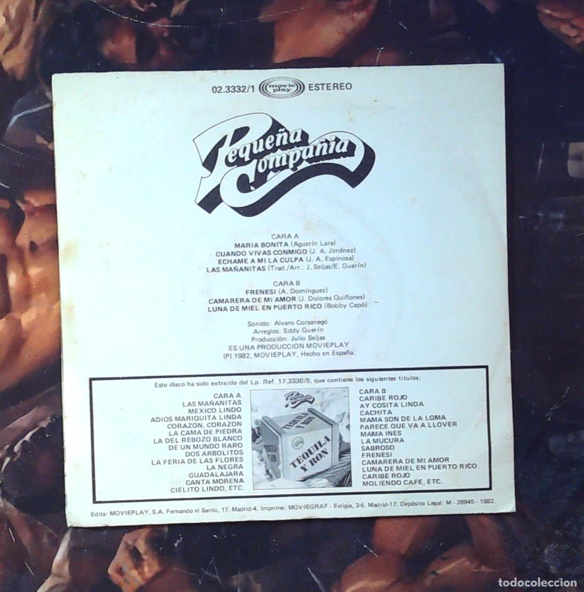 Discos de vinilo: disco single ep la peque&ntilde;a compa&ntilde;ia tequila y ron - Foto 2