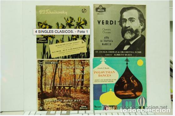 Discos de vinilo: &iexcl;&iexcl;&iexcl;LIQUIDACI&Oacute;N!!! 4 DISCOS SINGLES MUSICA CLASICA VERDI Y OTROS