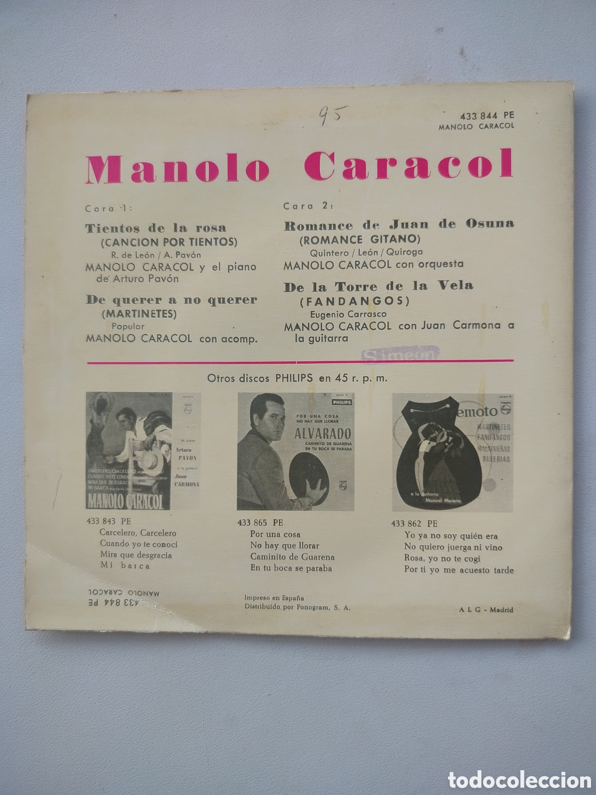 Discos de vinilo: Manolo Caracol EP 1962 - Foto 2