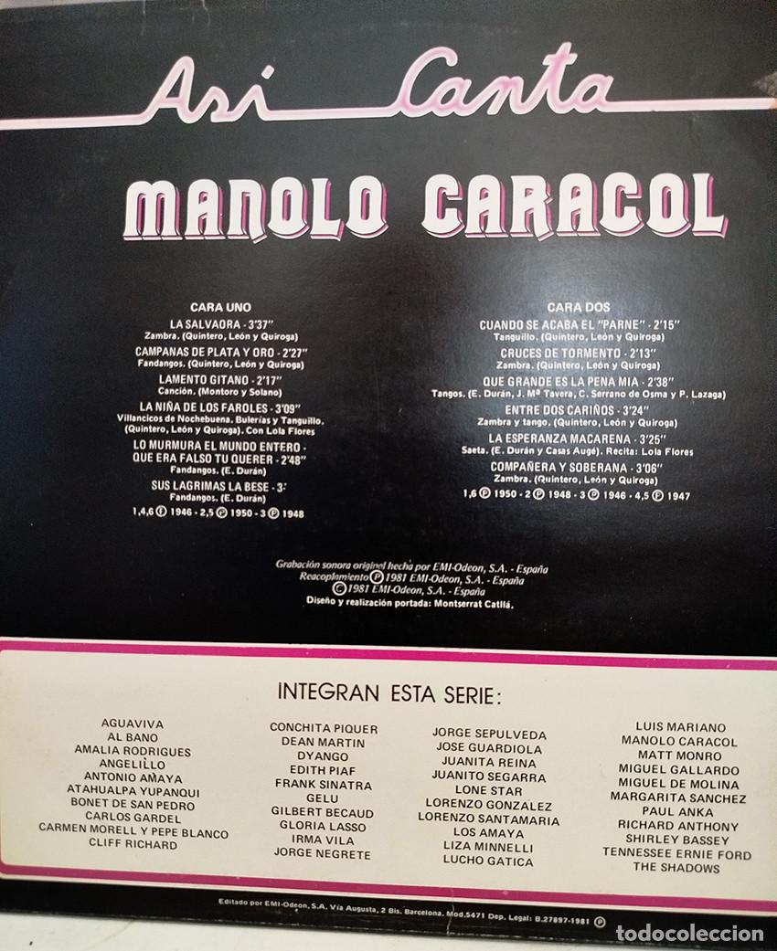 Discos de vinilo: As&iacute; canta Manolo Caracol - Foto 2
