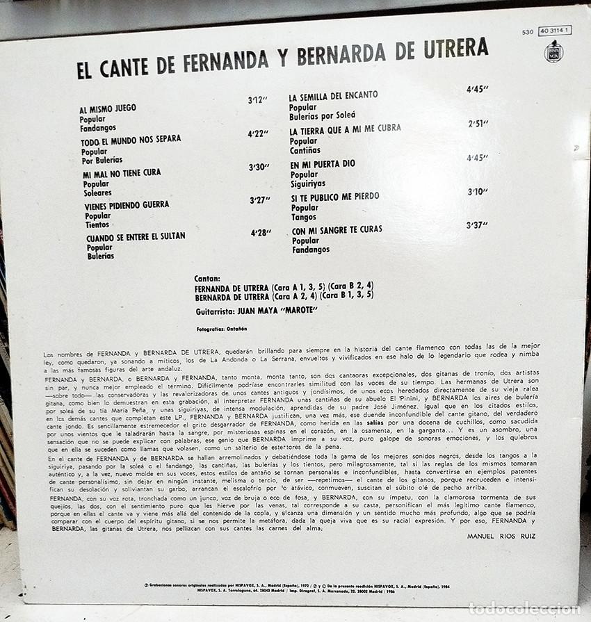 Discos de vinilo: El cante de Fernanda y Bernarda de Utrera - Foto 2