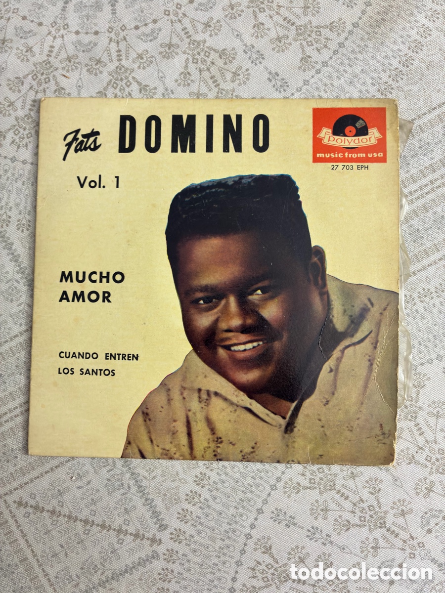 Discos de vinilo: EP Fats Domino Vol. 1 - Much Amor / Cuando Entren Los Santos (Polydor 27 703 EPH, 1959) Ed. Espa&ntilde;ola