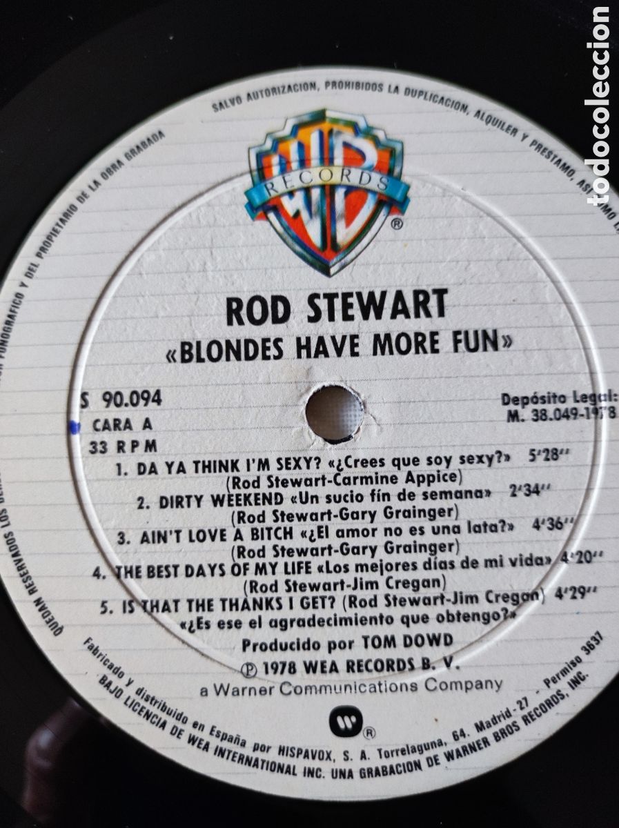 Discos de vinilo: ROD STEWART - BLONDES HAVE MORE FUN - Foto 4