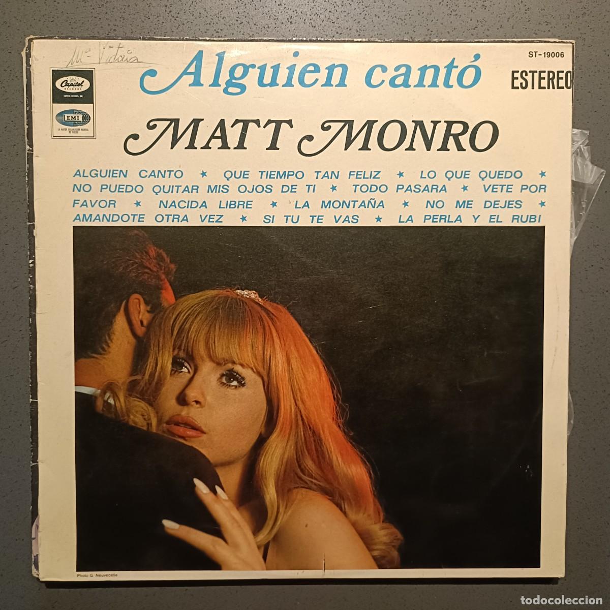 Discos de vinilo: Matt Monro - Alguien Cant&oacute; - LP. sello Capital/EMI 1969