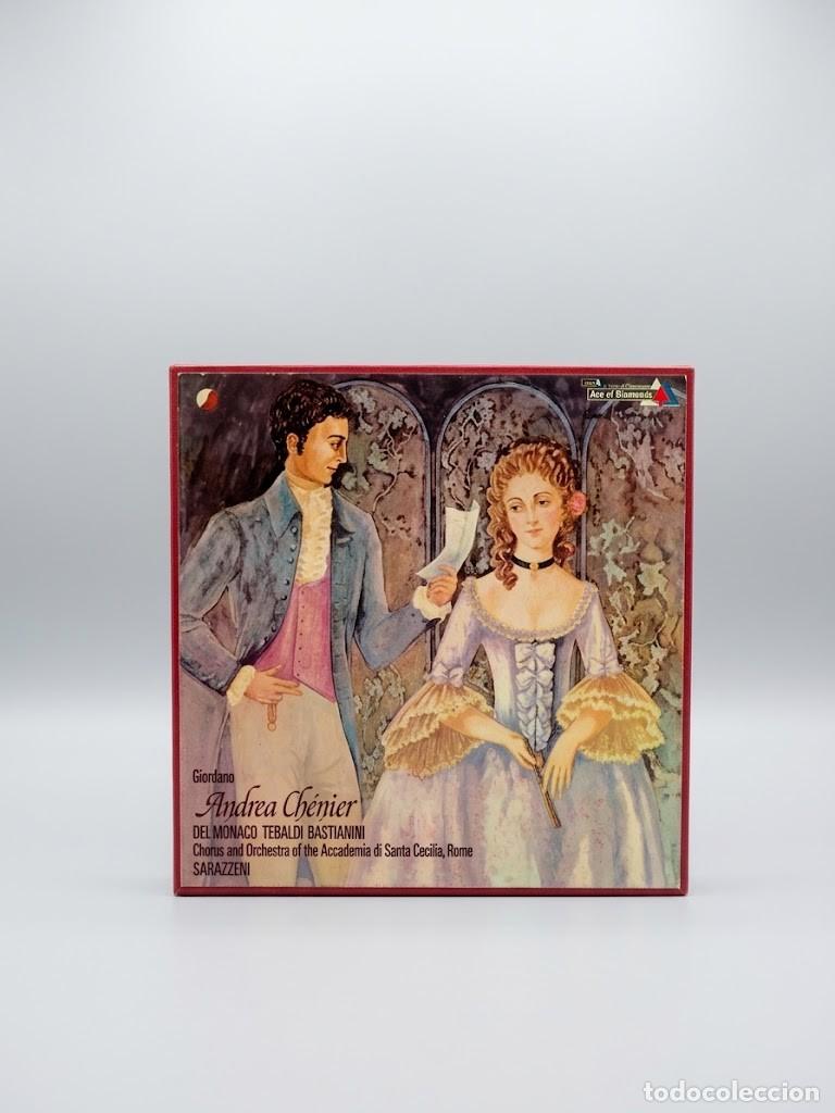 Discos de vinilo: Umberto Giordano - Andrea Ch&eacute;nier (&Oacute;pera completa) Caja 2 LP - Ace of Diamonds / Decca (Espa&ntilde;a, 1972