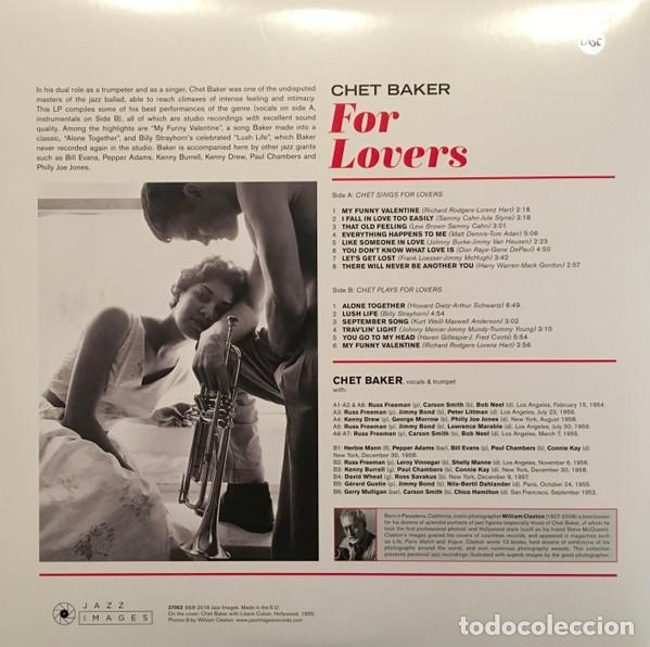 Discos de vinilo: Chet Baker &ndash; For Lovers LP - Foto 3