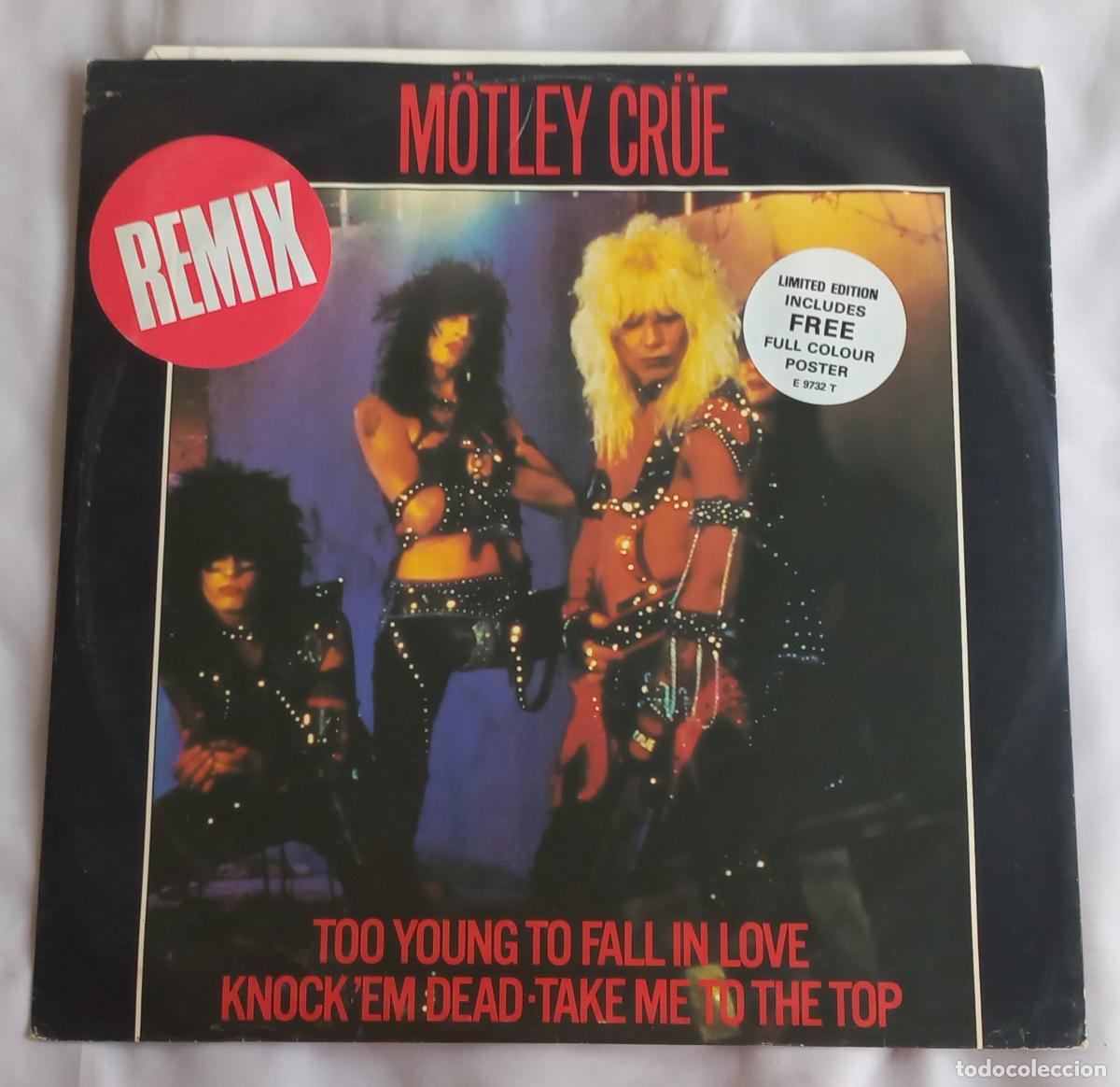 Discos de vinilo: M&ouml;tley Cr&uuml;e &ndash; Too Young To Fall In Love (Remix)1983. Elektra &ndash; E9732T. Vinilo, 12'', 45 RPM