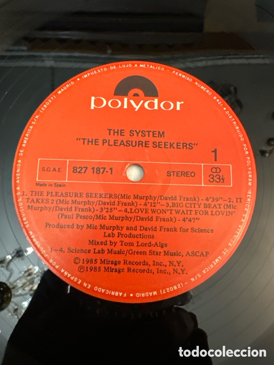 Discos de vinilo: The System &lrm;&ndash; The Pleasure Seekers - LP POLYDOR 1985 - Foto 3