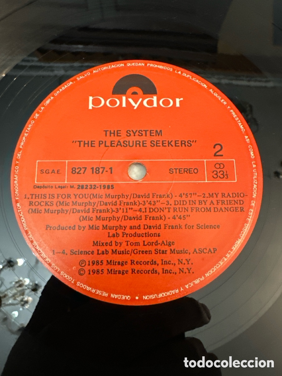 Discos de vinilo: The System &lrm;&ndash; The Pleasure Seekers - LP POLYDOR 1985 - Foto 5