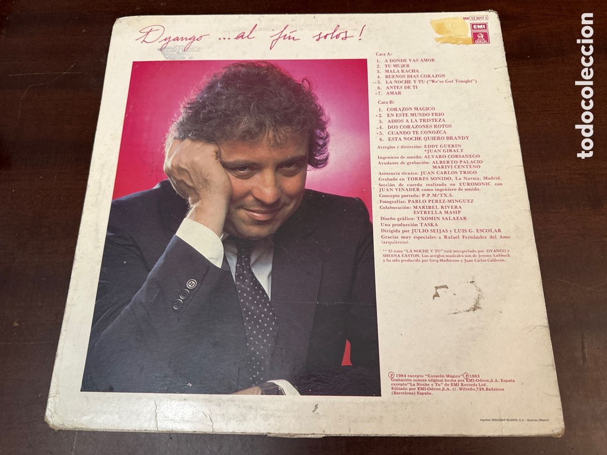 Discos de vinilo: DYANGO - AL FIN SOLOS - LP - ODEON 1984 SPAIN CON LETRAS - Foto 2