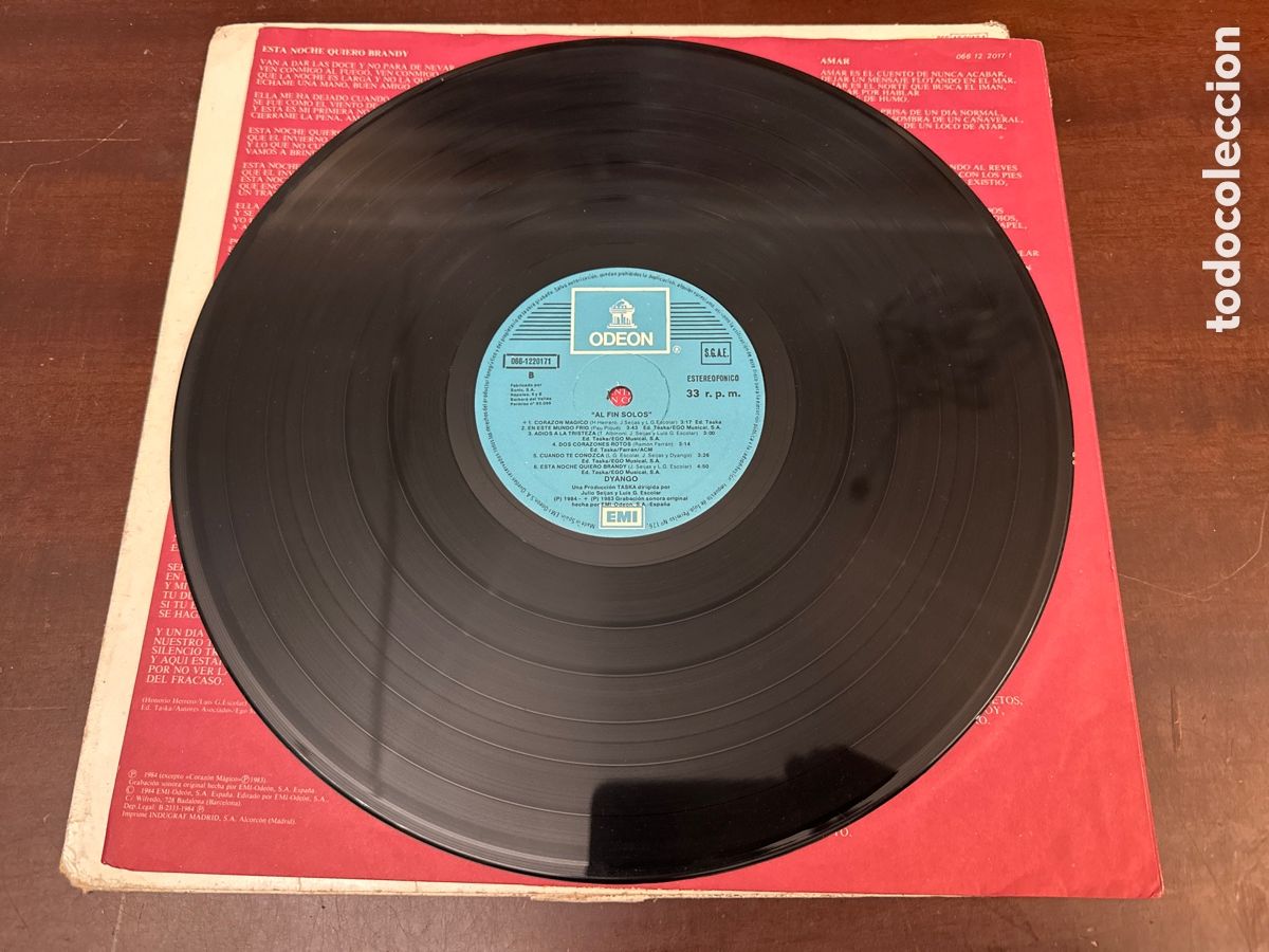 Discos de vinilo: DYANGO - AL FIN SOLOS - LP - ODEON 1984 SPAIN CON LETRAS - Foto 5