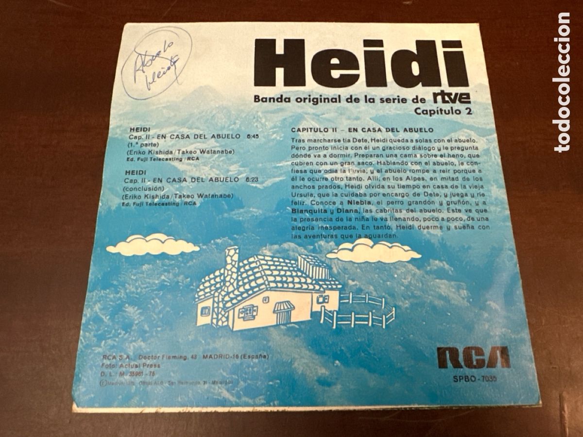 Discos de vinilo: HEIDI &ndash; SINGLE VINILO 7&acute;&acute; - BSO OST CAPITULO 2 EN CASA DEL ABUELO - Foto 2