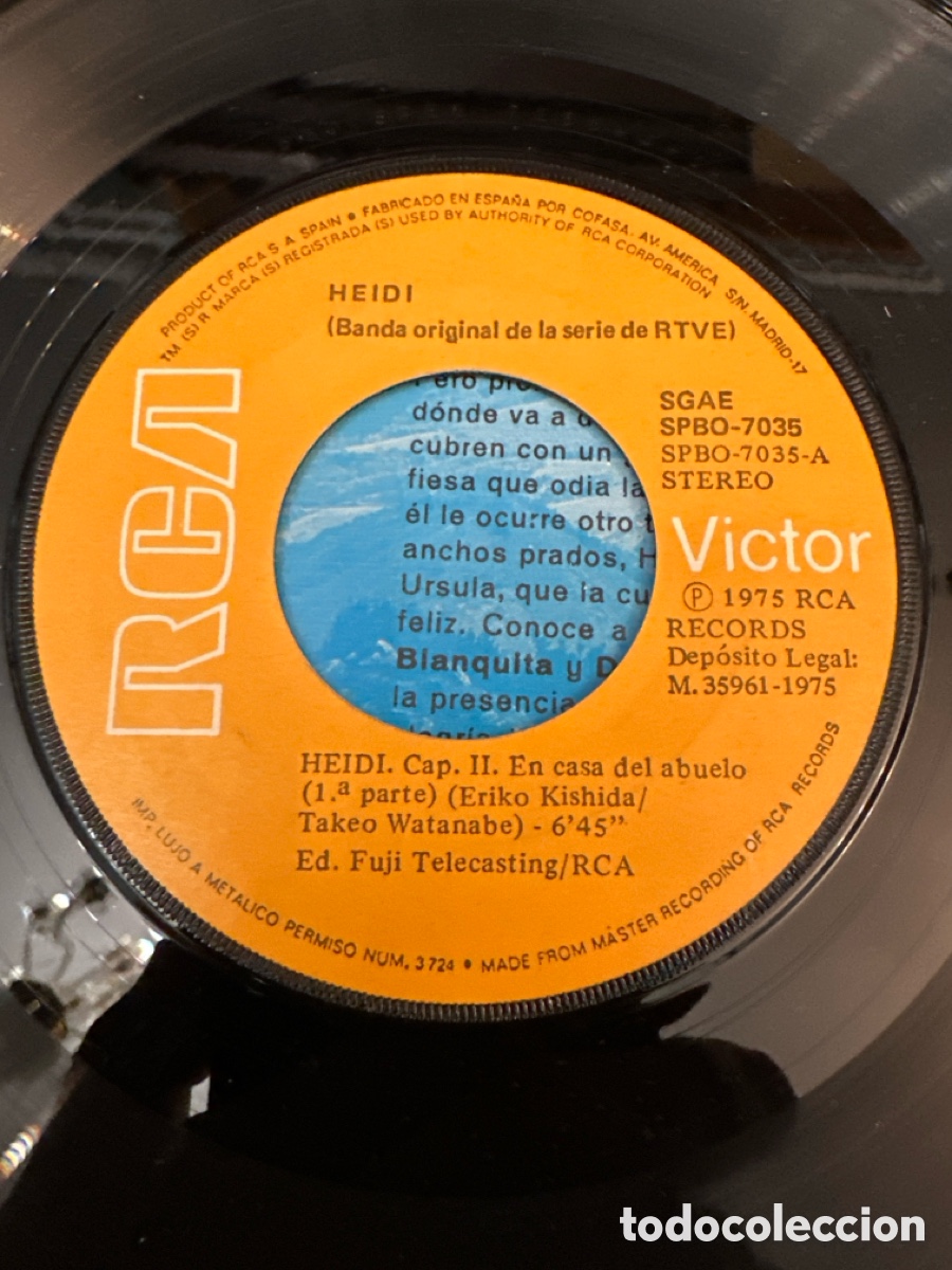 Discos de vinilo: HEIDI &ndash; SINGLE VINILO 7&acute;&acute; - BSO OST CAPITULO 2 EN CASA DEL ABUELO - Foto 3