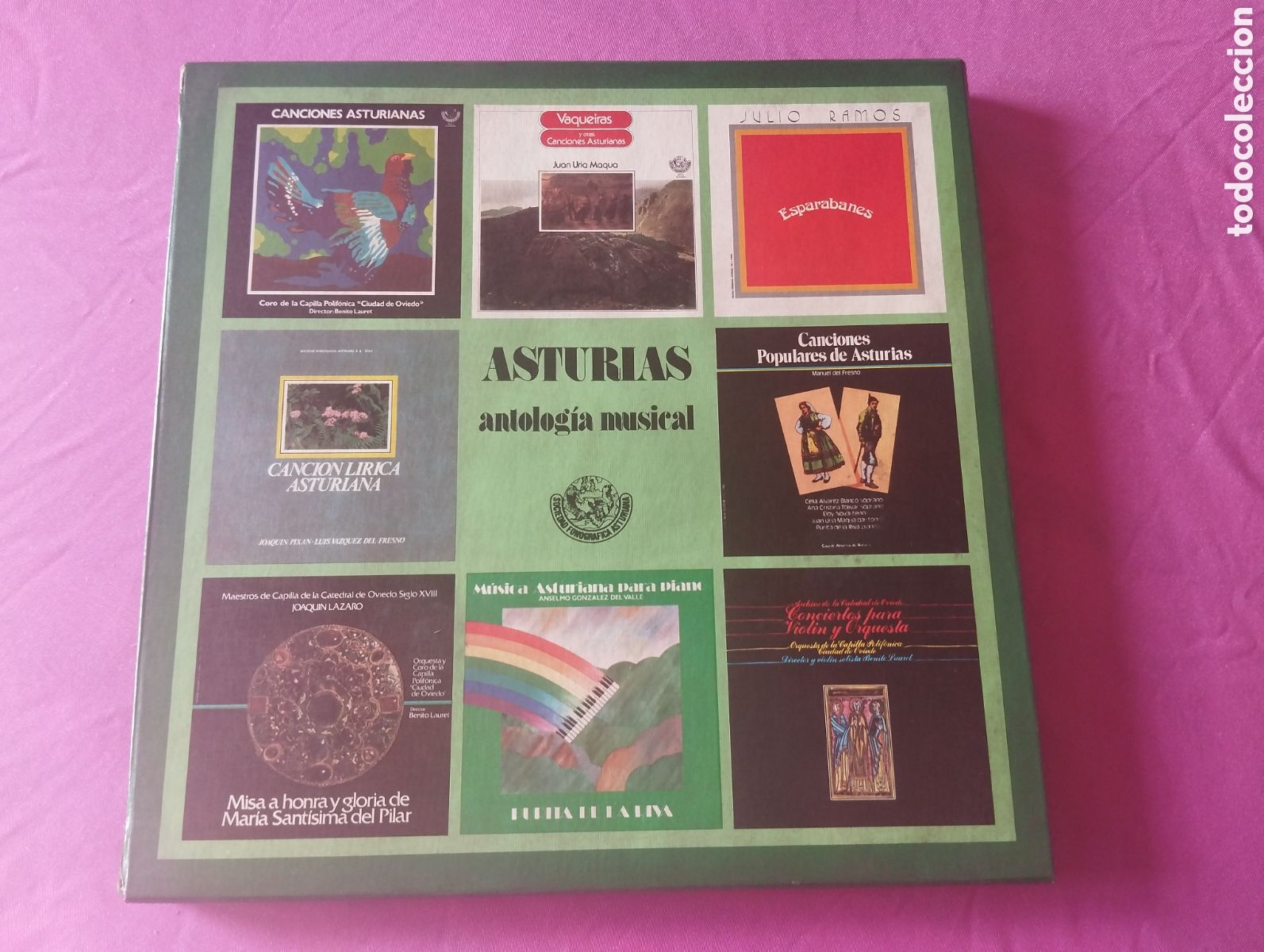 Discos de vinilo: ASTURIAS. ANTOLOGIA MUSICAL CANCION ASTURIANA . CAJA CON 8 LPS L32 5 3