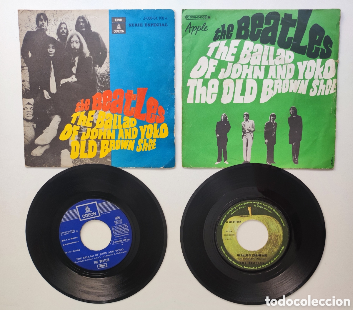 Discos de vinilo: 2 SINGLES - THE BEATLES / THE BALLAD OF JOHN AND YOKO + OLD BROWN SHOE - EDICIONES ESPA&Ntilde;A Y FRANCIA
