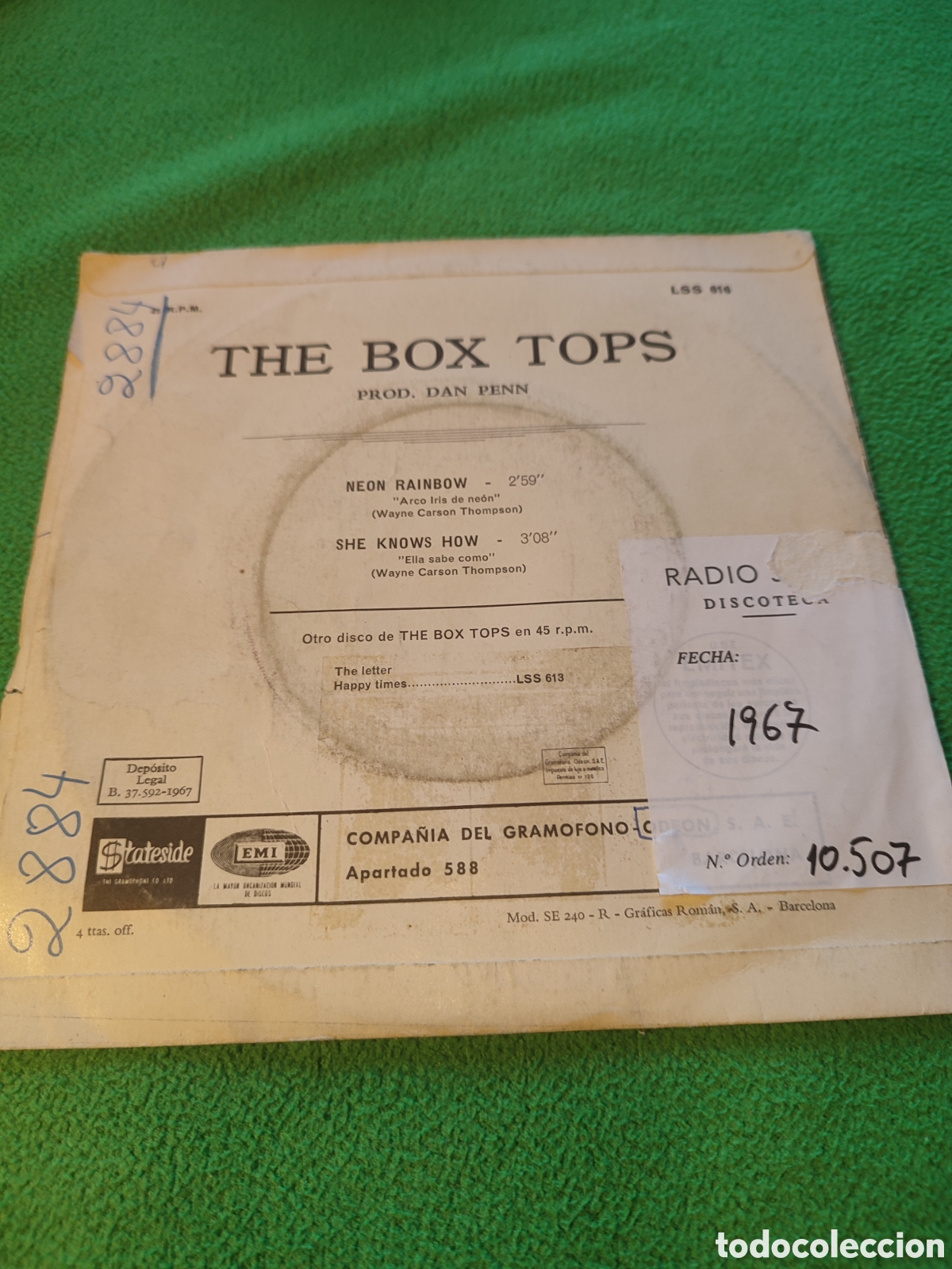 Discos de vinilo: The Box Tops - Ne&oacute;n rainbow - Foto 2