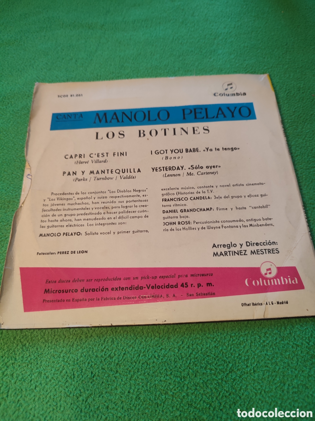 Discos de vinilo: Los Bohemios - Capri Cest fini / Yesterday + 2 - Foto 2