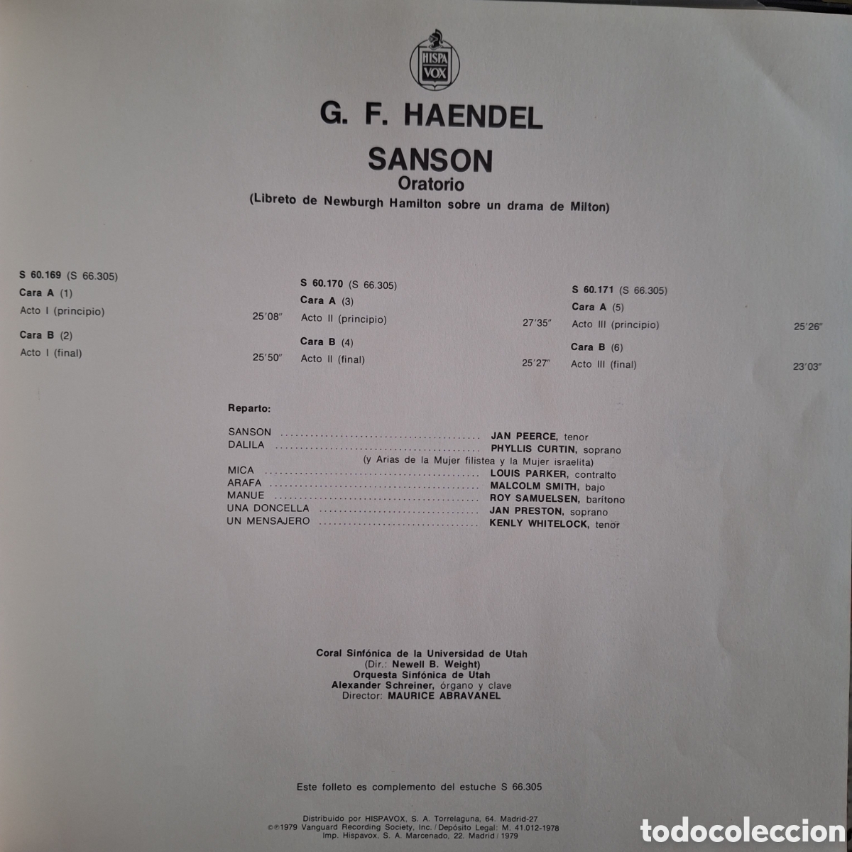 Discos de vinilo: Caja Sanson. Haendel. Dtor: M. Abravanel - Foto 3