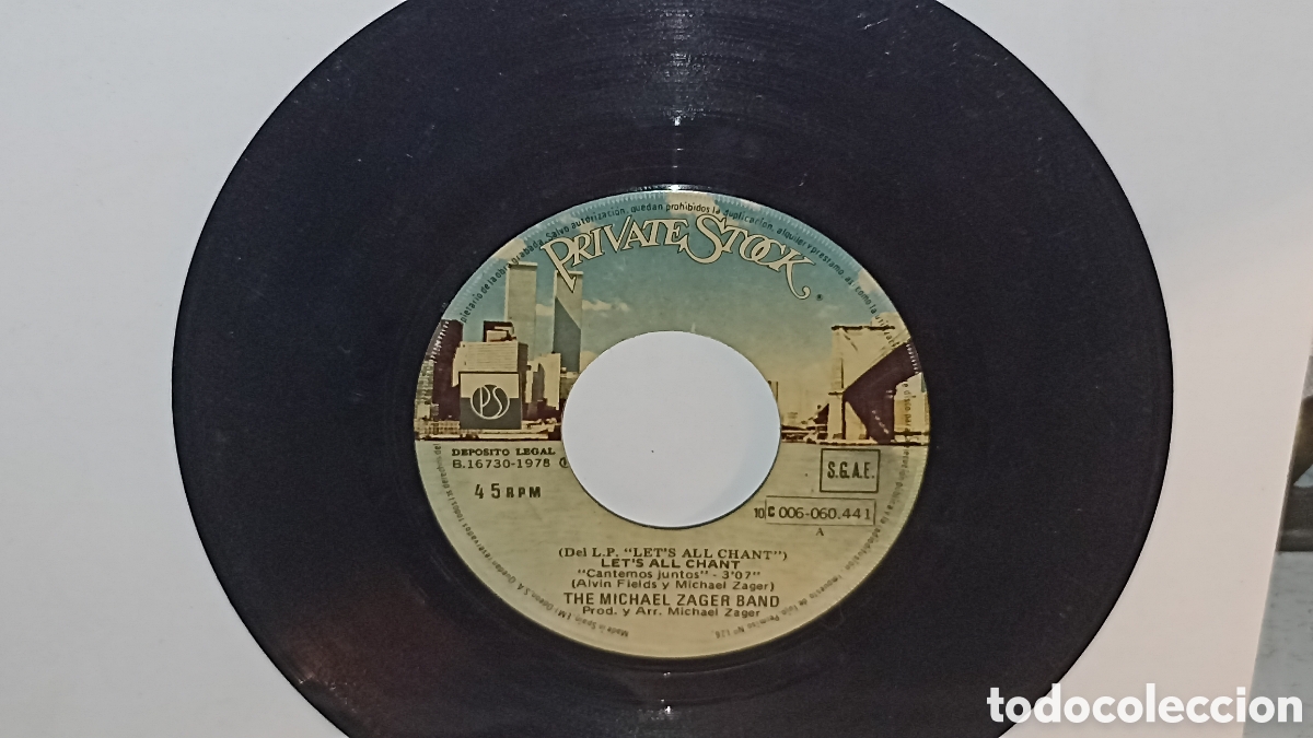 Discos de vinilo: The Michael Zager Band con el tema &rdquo;Let's All Chant&rdquo;.&laquo;Love Express&raquo; (Amor express)