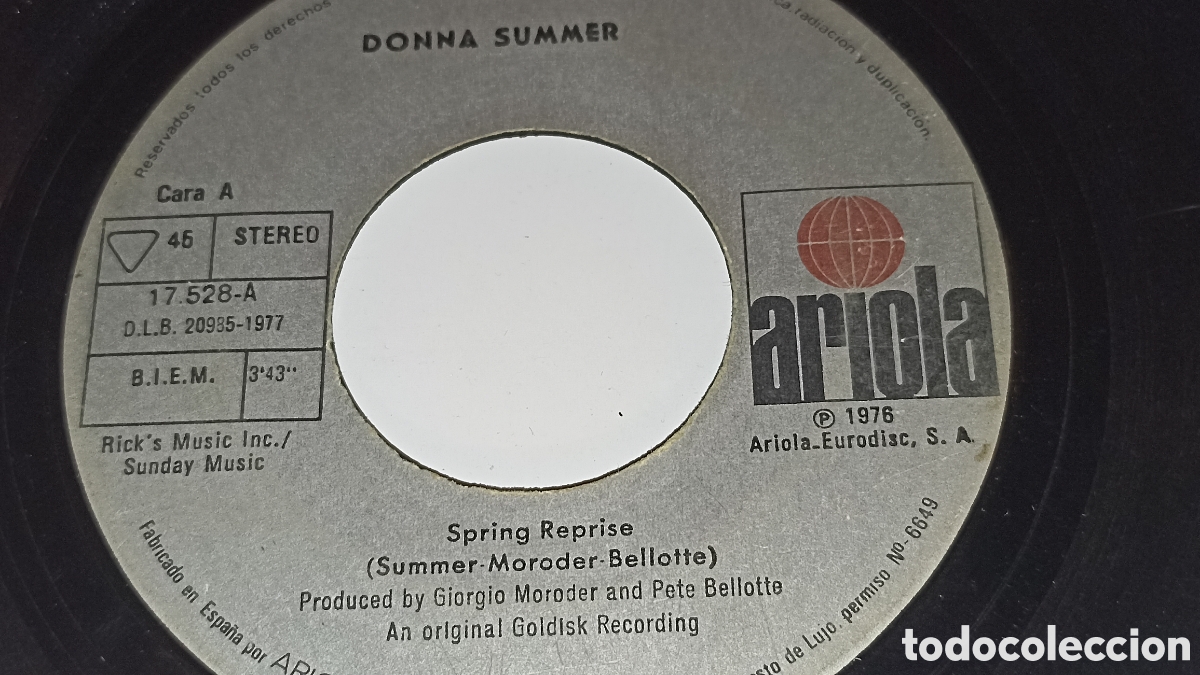 Discos de vinilo: Donna SummerCanci&oacute;n: &laquo;Spring Reprise&raquo; &laquo;Autumn Changes&raquo; - Foto 2