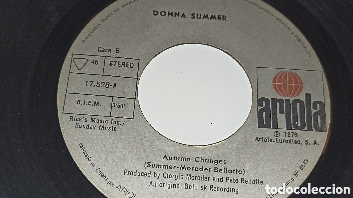 Discos de vinilo: Donna SummerCanci&oacute;n: &laquo;Spring Reprise&raquo; &laquo;Autumn Changes&raquo; - Foto 3