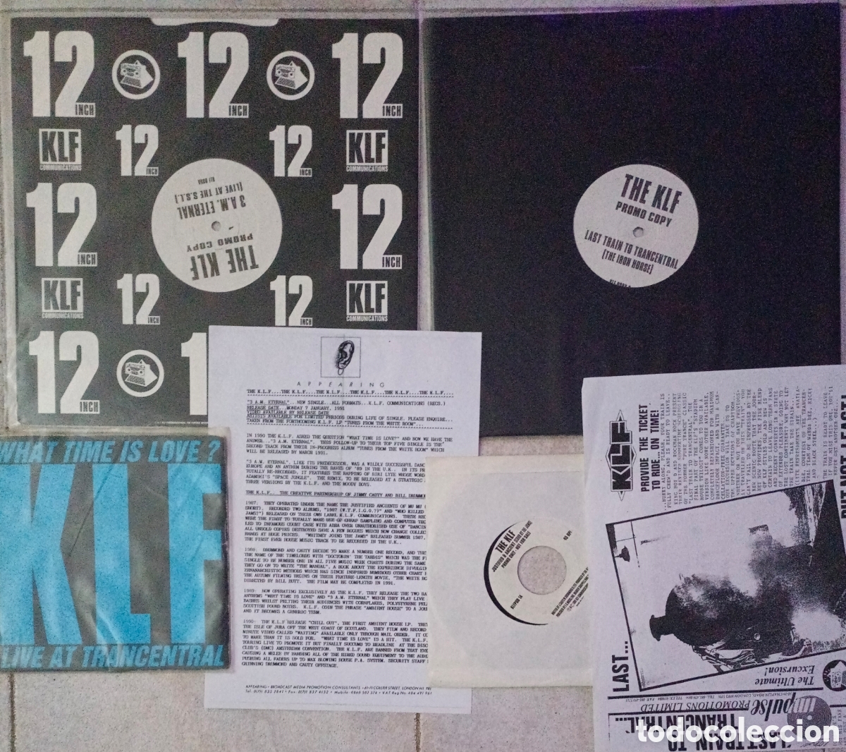 Discos de vinilo: LOTE THE KLF 2X12&rdquo;MAXI PROMOS 3AM ETERNAL & LAST TRAIN TO TRANCENTRAL + 2X7&rdquo;SINGLES VER FOTOS