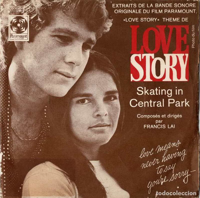 Discos de vinilo: Theme from Love Story. Skating in Central Park (BSO). Single - Francis Lai