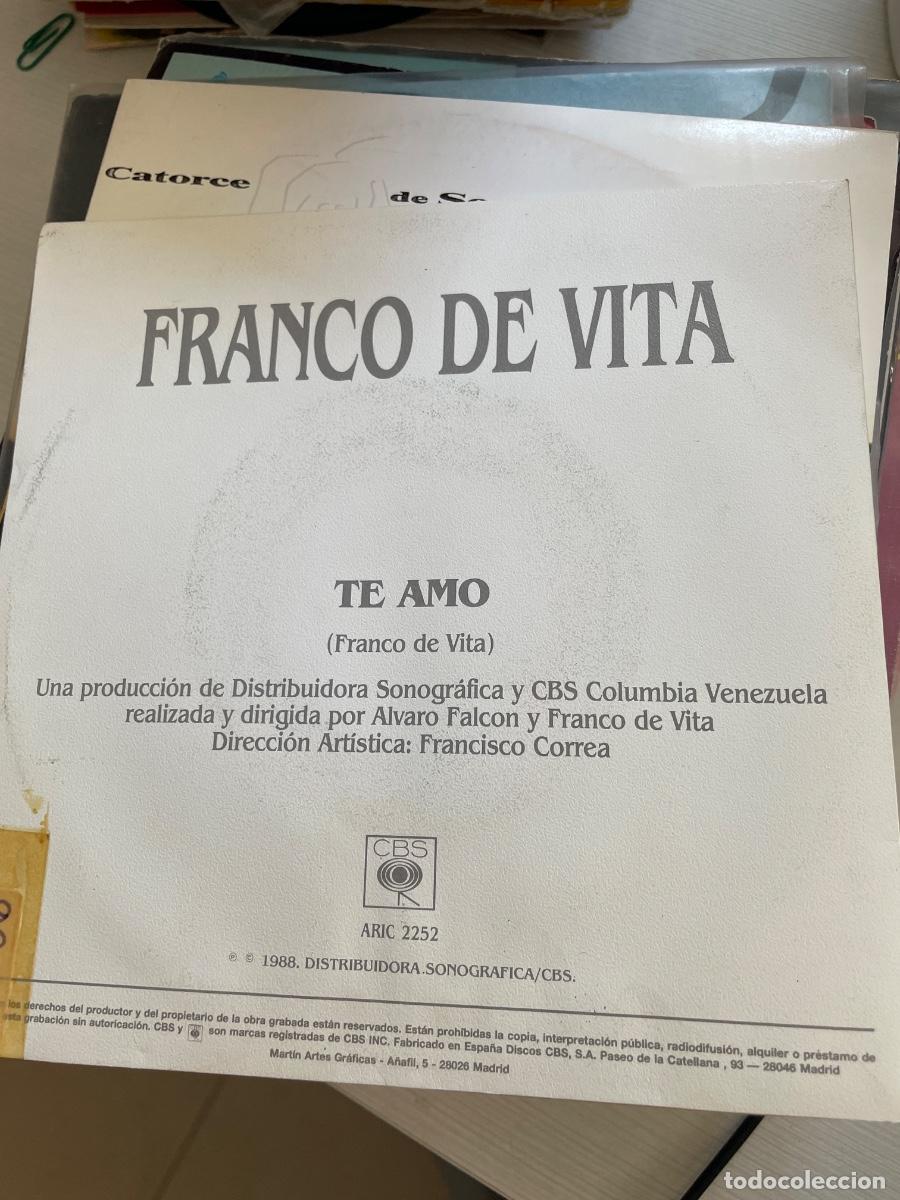 Discos de vinilo: Franco de Vita te amo single - Foto 2