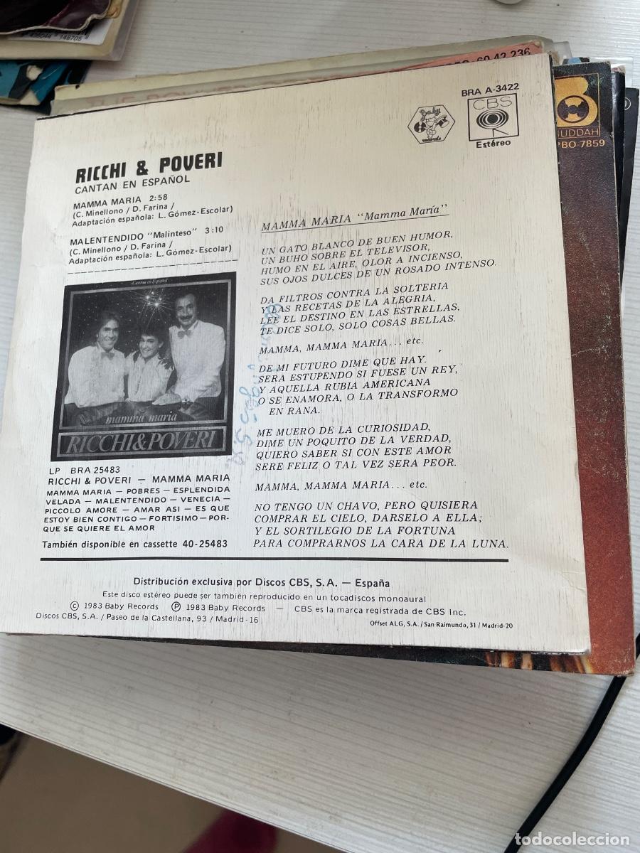Discos de vinilo: Ricchi y poveri mamma Mar&iacute;a single - Foto 2