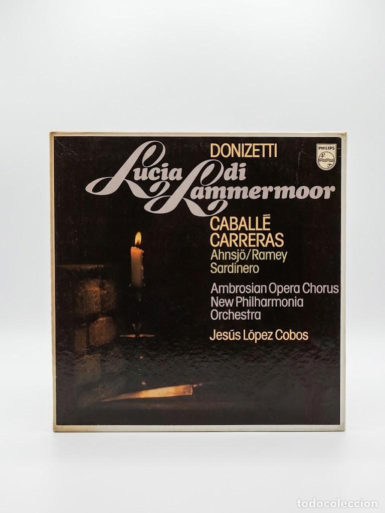 Discos de vinilo: Gaetano Donizetti - Lucia di Lammermoor (&Oacute;pera completa) Caja 3 LP - Philips (Espa&ntilde;a, 1978) Caball&eacute;,