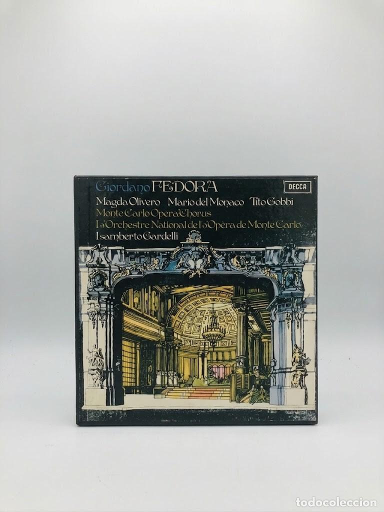 Discos de vinilo: Umberto Giordano - Fedora (&Oacute;pera completa) Caja 2 LP - Decca FFSS (Espa&ntilde;a, 1982) Olivero, Del Monaco