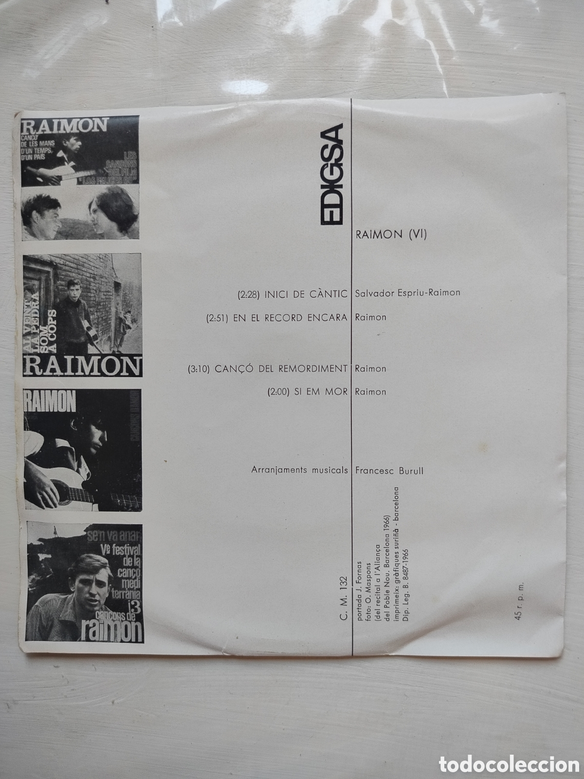 Discos de vinilo: Raimon VI EP 1966 Edigsa - Foto 2