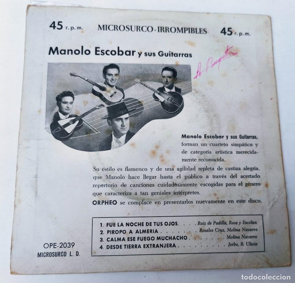 Discos de vinilo: Manolo Escobar. ORPHEO 1958. - Foto 2