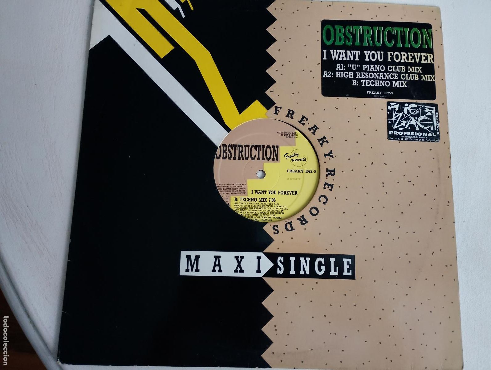 Discos de vinilo: Obstruction &ndash; I Want You Forever, Electronic House, Techno. 1992