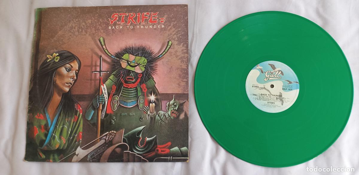Discos de vinilo: Strife &ndash; Back To Thunder. Vinilo verde. LP. UK 1978. Gull &ndash; GULP 1029. Green