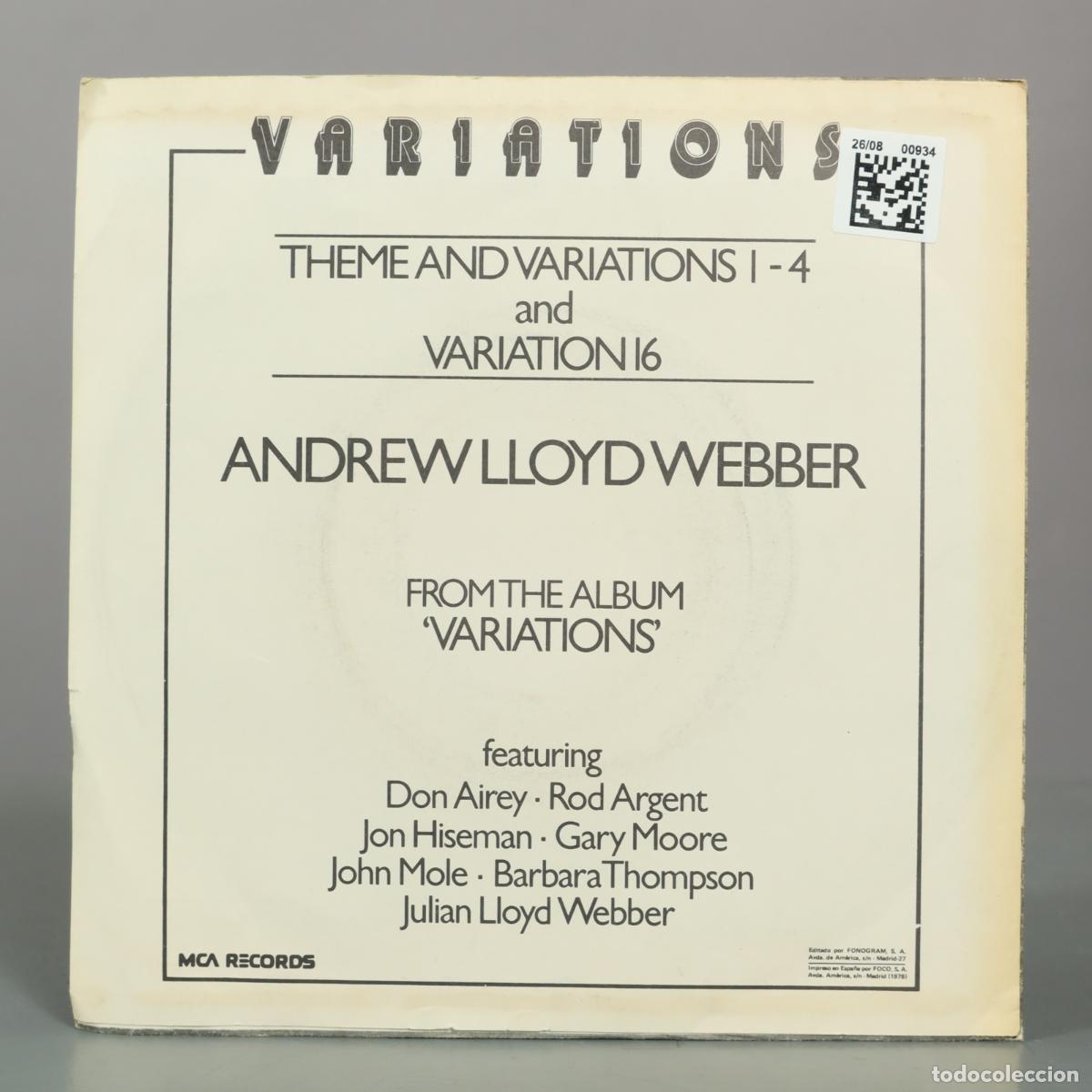 Discos de vinilo: SINGLE. Theme and Variations 1-4 and Variation 16 - Andrew Lloyd Webber - Foto 2