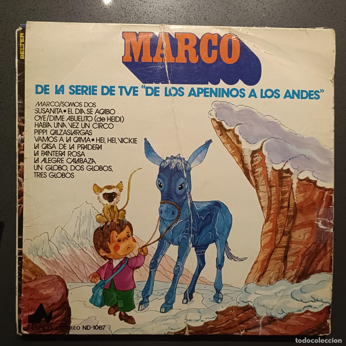 Discos de vinilo: Marco, de la serie de TV. De Los Apeninos a Los Andes - LP. sello Nevada 1977