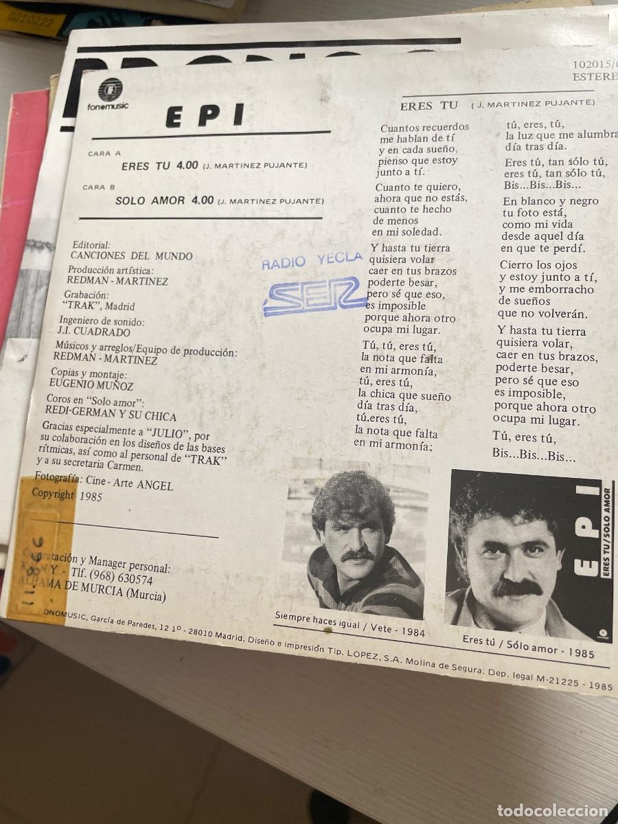 Discos de vinilo: EPI eres t&uacute; solo amor single - Foto 2